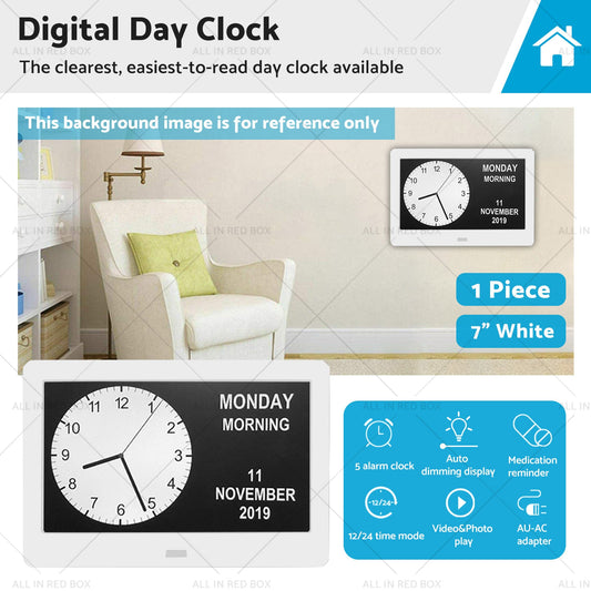 7  LED Large Digital Day Clock Calendar Dementia Date Week Month Year Time Wall-0