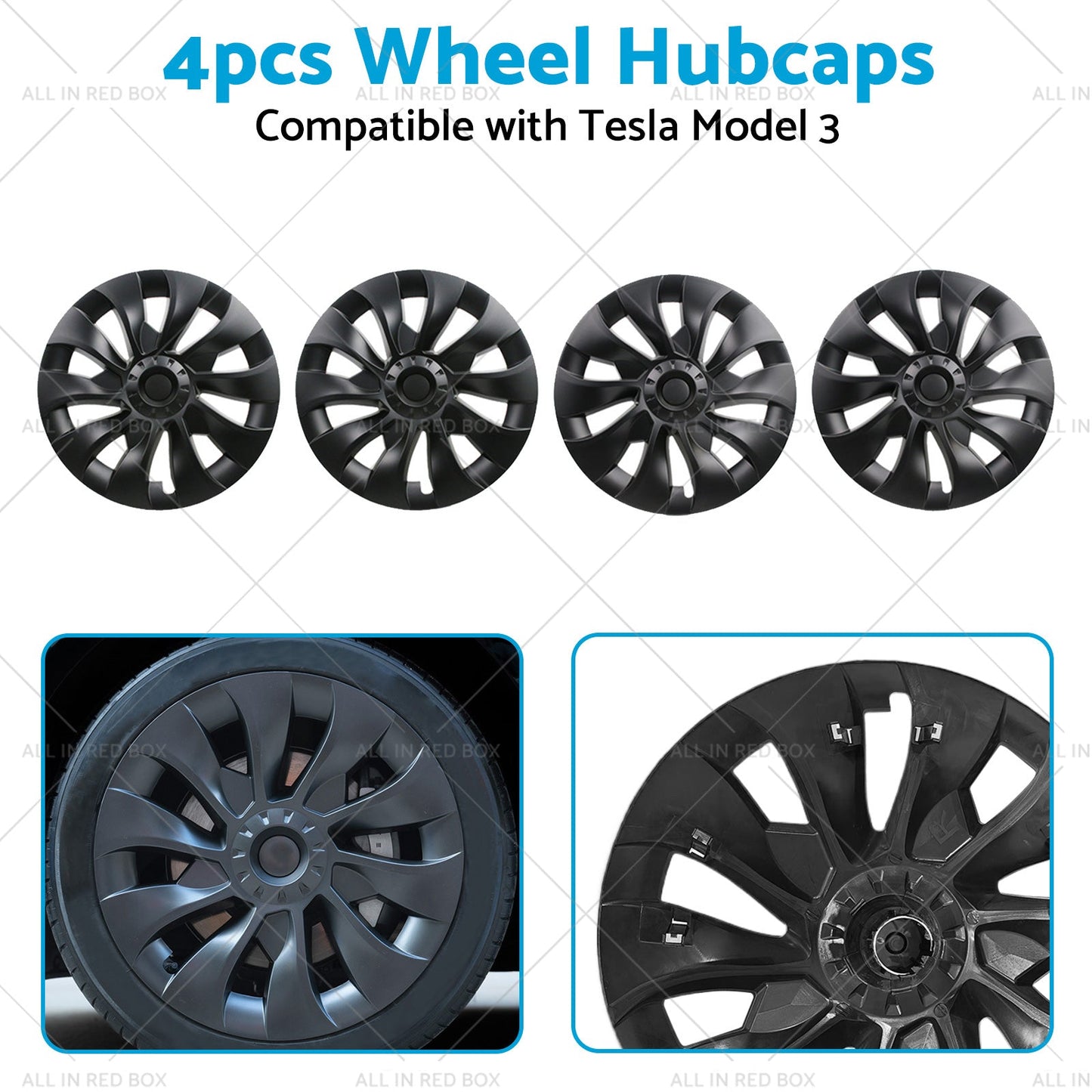 Suitable For Tesla Model 3 Wheel Cover Caps 18 Inch Rim Hubcap Hub Cap Set of 4-2