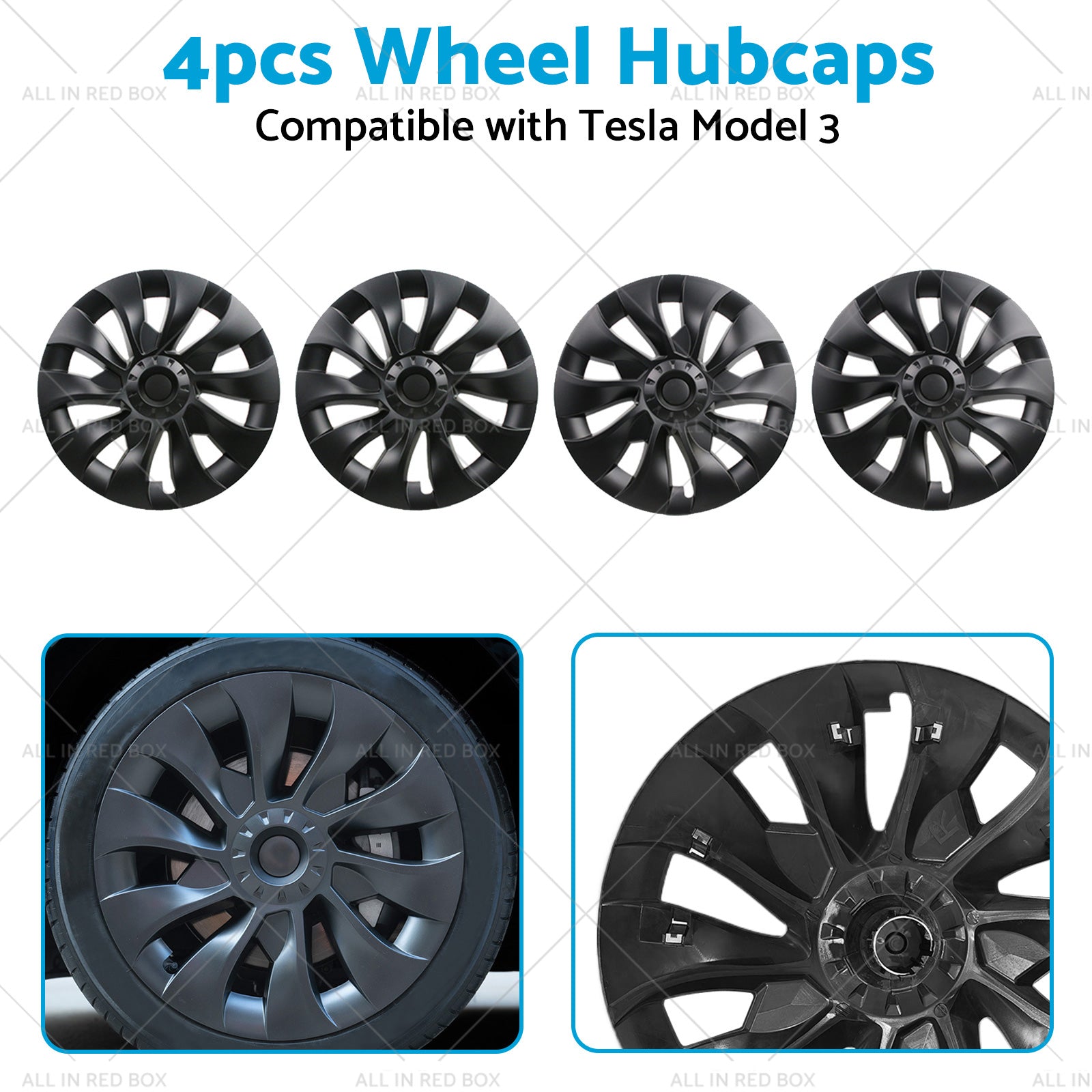 Suitable For Tesla Model 3 Wheel Cover Caps 18 Inch Rim Hubcap Hub Cap Set of 4-2