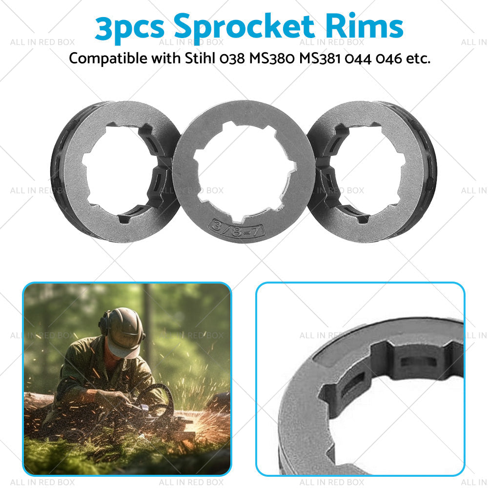 3PCS 3 8inch 7T Sprocket Rim Suitable for STIHL 044 046 066 MS440 MS441 MS460 MS660-3