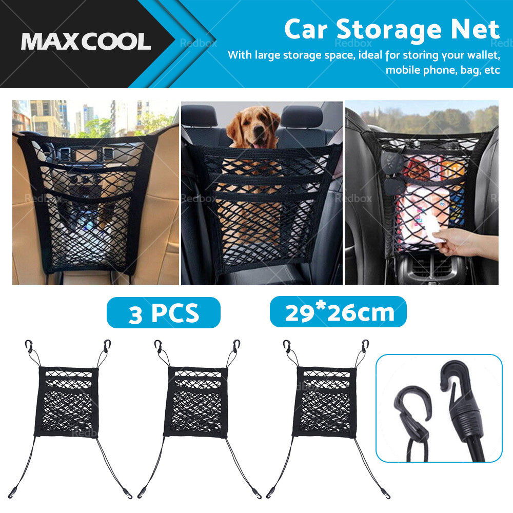 3PCS Car Truck Seat Mesh Tidy Storage Net Bag Organizer Holder Multi-Pocket-0