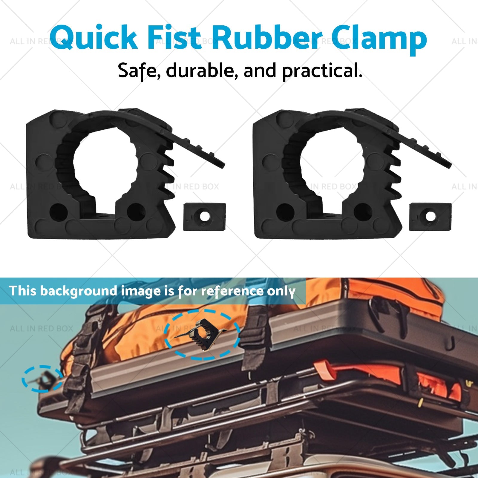 2x Car Rubber Clamps Bases Adapter 25-45mm Shovel Axe Retainer Fixing Holder-4