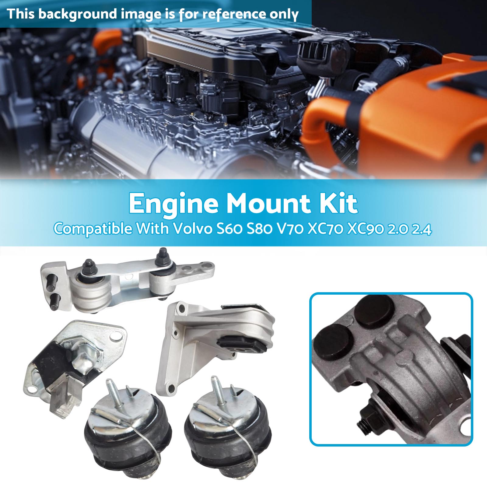 Engine Mount Kit Suitable For Volvo S60 S80 V70 285 XC70 XC90 275 2.0 2.4 2.5-2