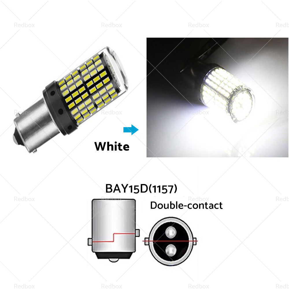 2X P21 or 5W BAY15D 1157 144SMD White LED Canbus Stop Tail Brake Light Bulbs-2