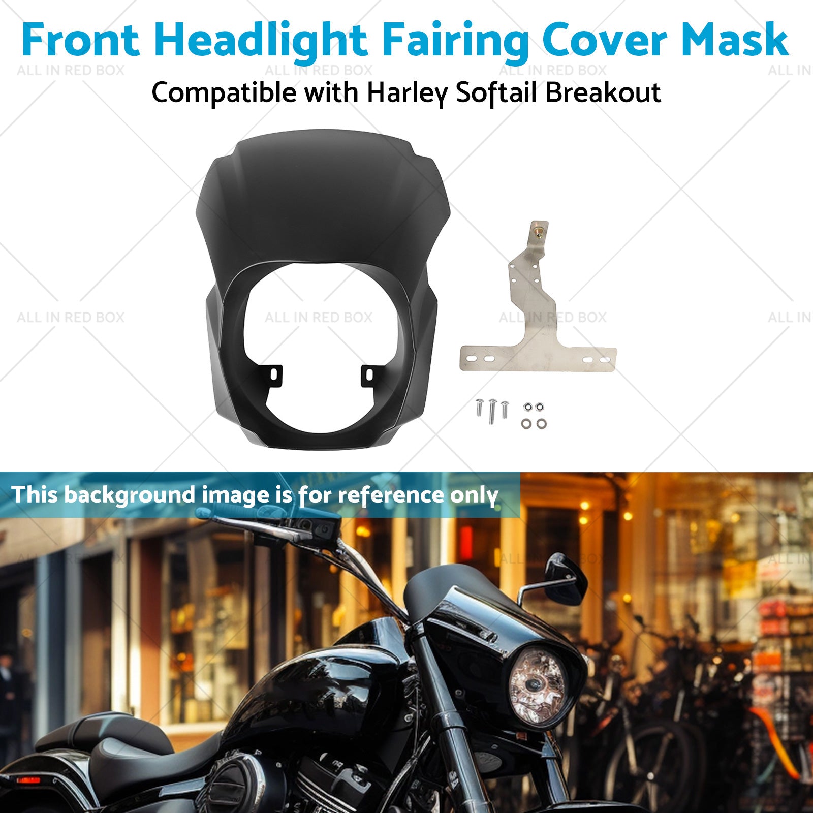 1x Front Headlight Fairing Cover Mask Suitable for Harley Softail Breakout 18-23-4