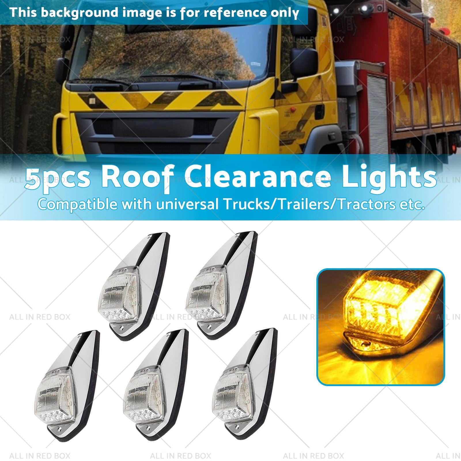 5pcs 12V LED Cab Marker Top Roof Light Suitable For Trucks Peterbilt Kenworth-2