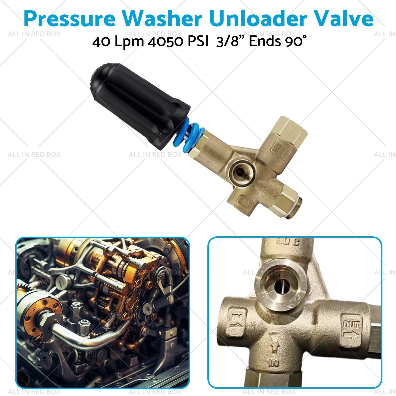 1PCS Pressure Washer Unloader Valve 40 Lpm 4050 PSI 3/8" Ends 90 degree-2