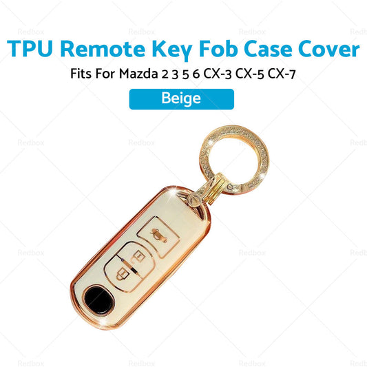 Beige TPU Car Remote Key Fob Case Cover Fits For Mazda 2 3 5 6 CX-3 CX-5 CX-7-1