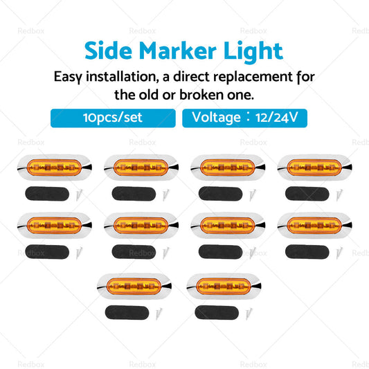 10x Clearance Light LED Side Marker Suitable For Truck Trailer Lorry Lamp Amber-1