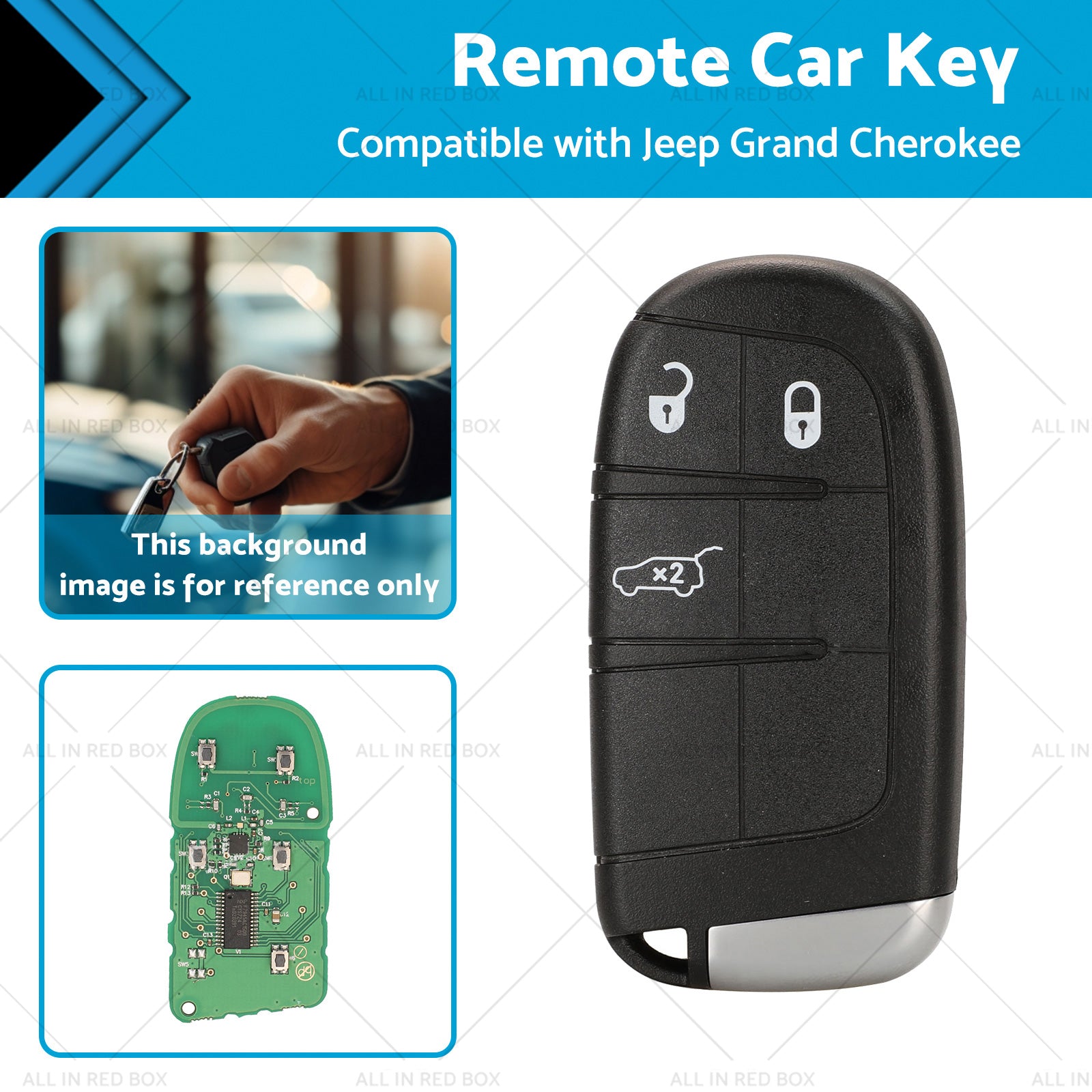 3 Button Smart Car Remote Key Replacement Suitablefor Jeep Grand Cherokee 14-19-0