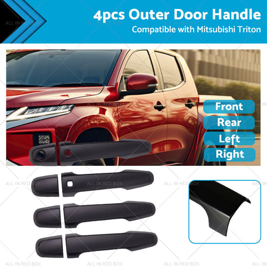 4PCS Matt Black Door Handle Cover Suitable For Mitsubishi Triton MQ MR 2015-2021-0