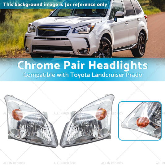 Chrome Pair Headlights Suitable for Toyota Landcruiser Prado 120 Series 02-09-1