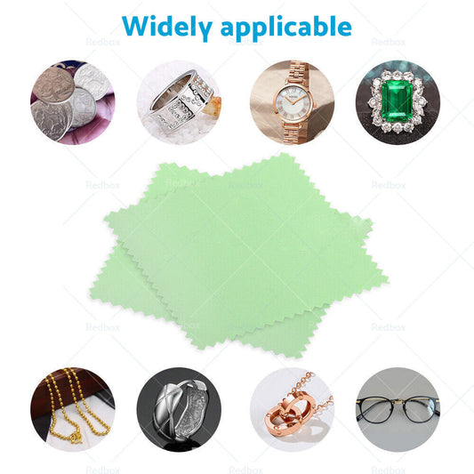 100PCS Silver Polishing Cloths Jewelry Cleaning Cloth Clean Polish Coin Ring 8x8-1