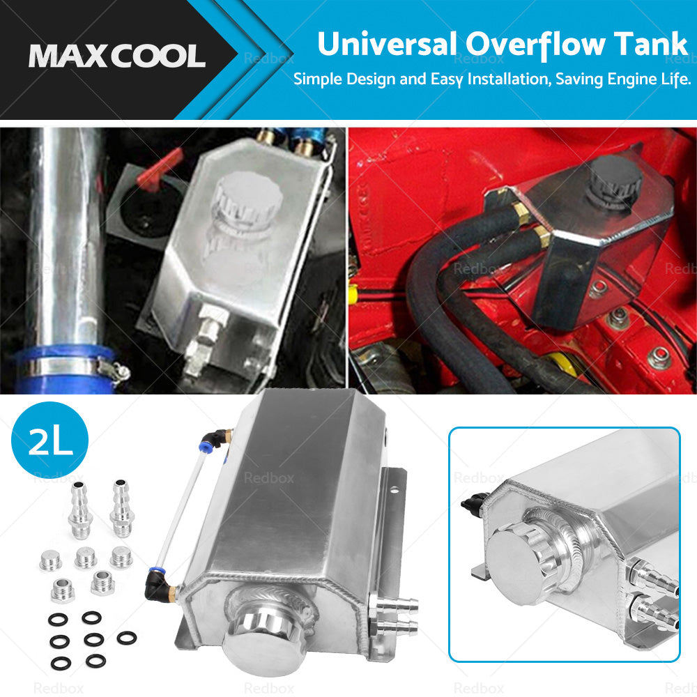 Universal Aluminum 2L Coolant Radiator Overflow Recovery Water Tank Bottle-0