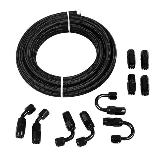8AN E85 Stainless Steel Braided PTFE Fuel Line Hose Swivel Fittings Kit 20FT 6M-0