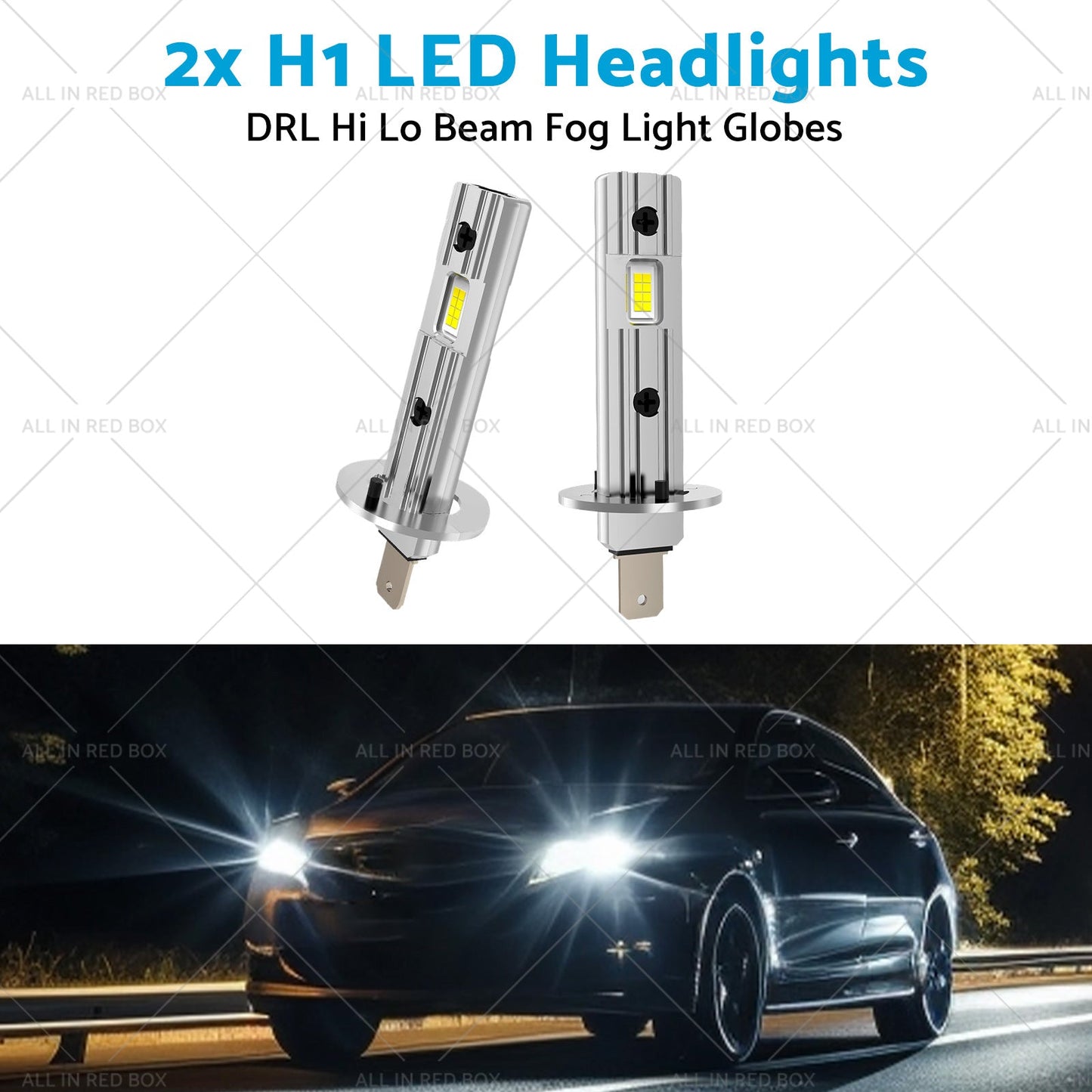 2x H1 LED Headlights DRL Hi Lo Beam Fog Light Globes 13W 6000K White Lamp Bulbs-4