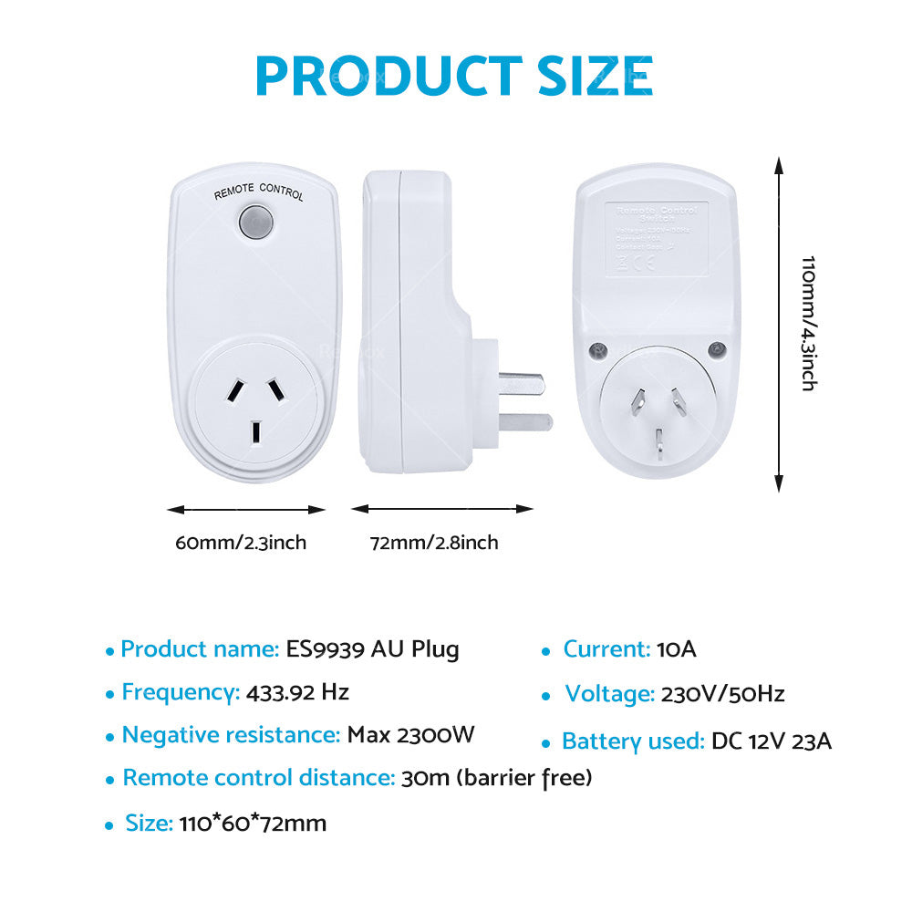 5 Packs Home Wireless Power Switch Mains Sockets & 2x Remote Controllers AU Plug-4