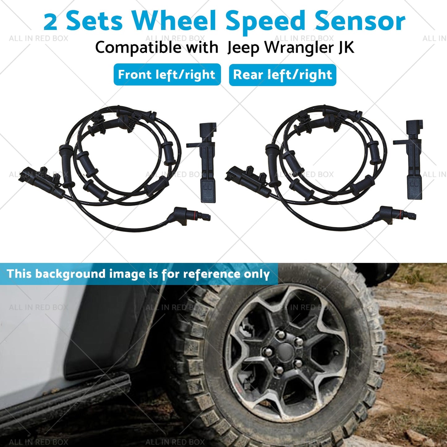 2SET Front Rear LH or RH ABS Wheel Speed Sensor Suitable for Jeep Wrangler JK 07-17-2
