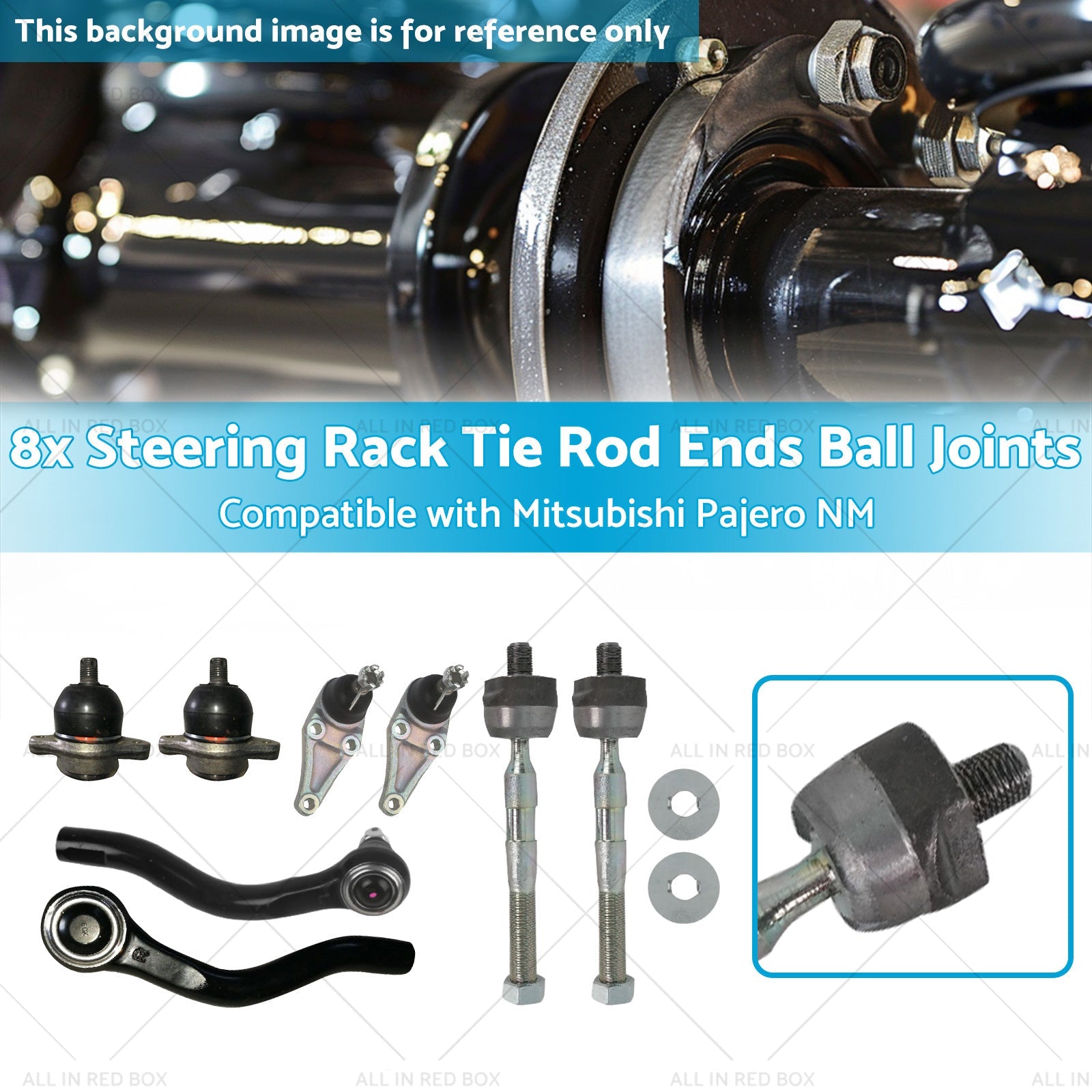 8x Steering Rack Tie Rod Ends Ball Joints Suitable for  Mitsubishi Pajero NM-2