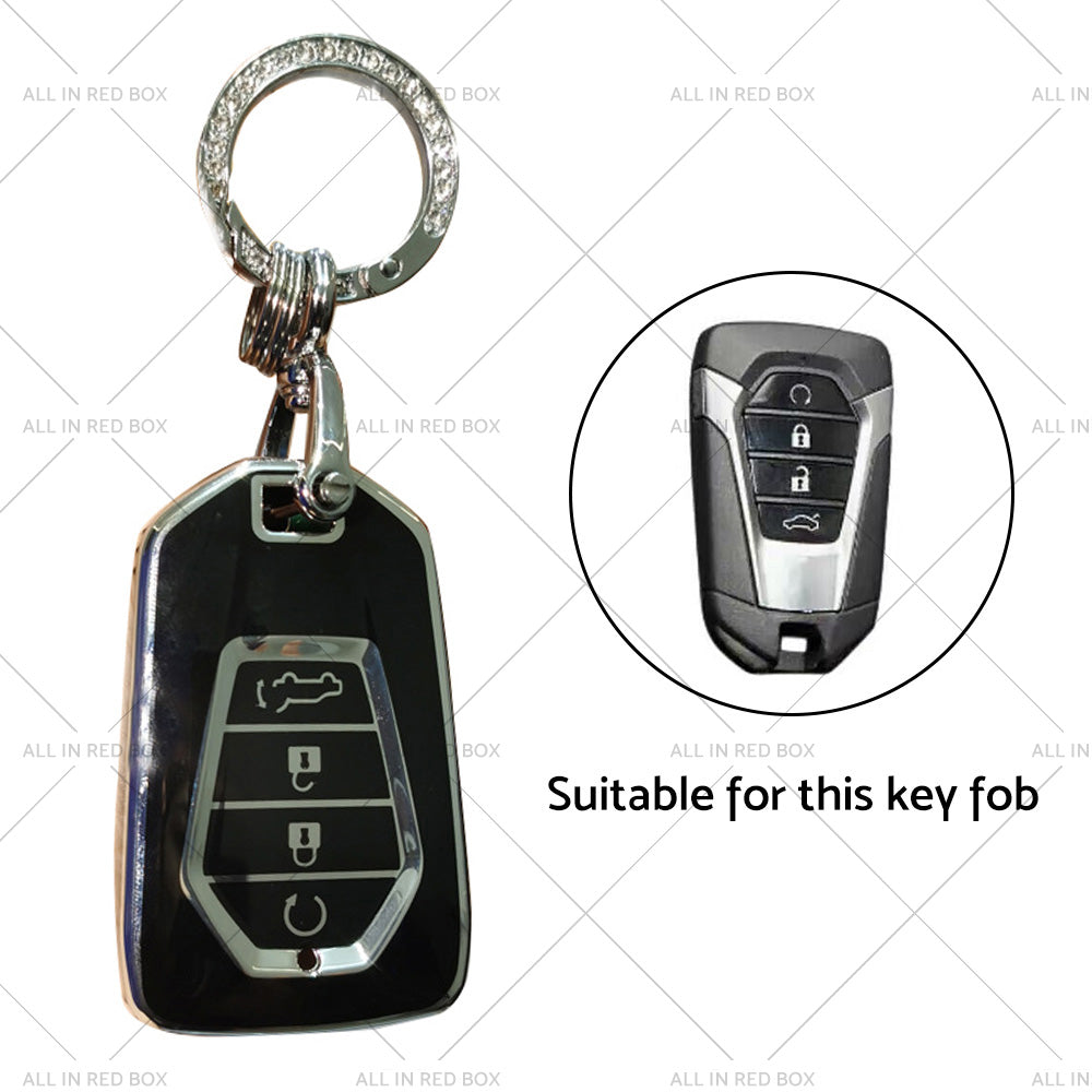 TPU Car Remote Key Fob Cover Suitable for Isuzu D-MAX MU-X MUX 4 Button Black-4