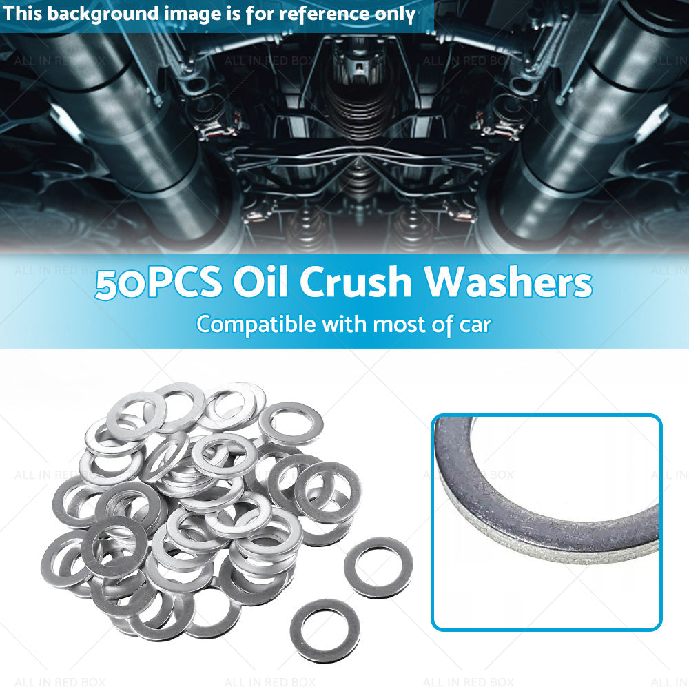 50PCS Car Engine Oil Crush Washers Drain Plug Gaskets ID 14mm , OD 22mm Aluminum-2