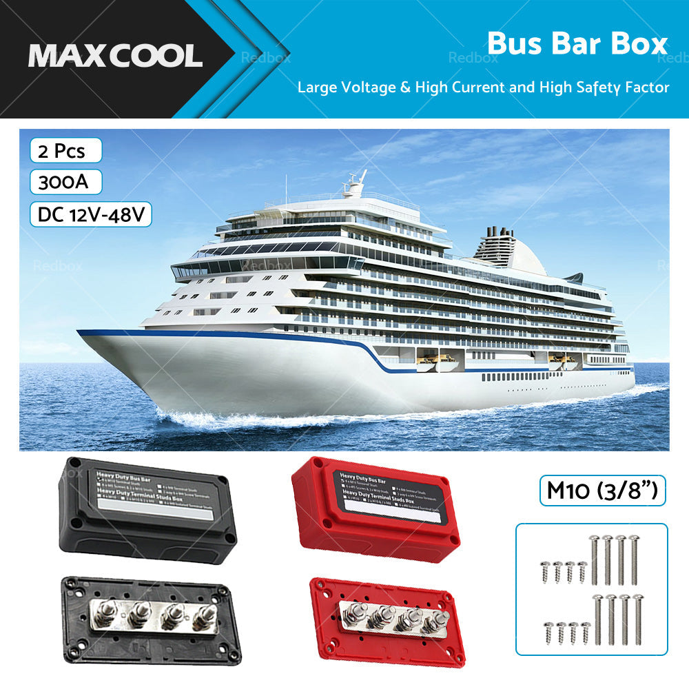 M10 300A DC12V-48V Stud Bus Bar Power Distribution Box Terminal Block Heavy Duty-1