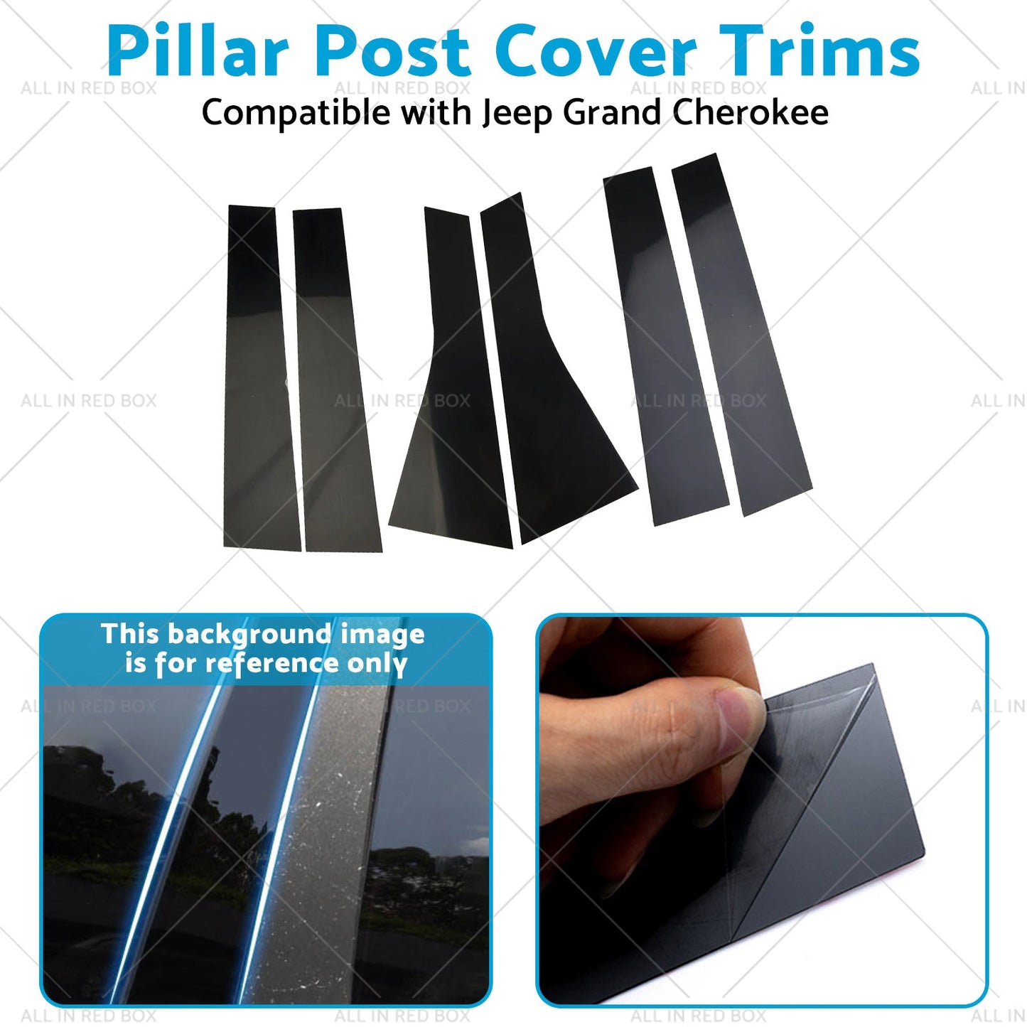 6PCS Black Pillar Post Cover Trims Suitable for 2011-2021 Jeep Grand Cherokee-3