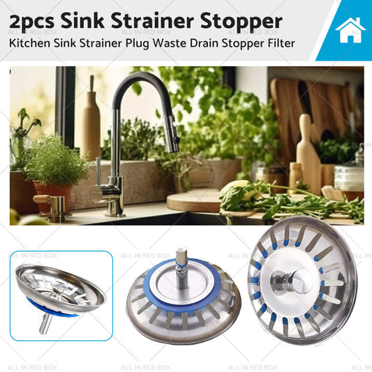 2PCS Kitchen Sink Strainer Plug Waste Drain Stopper Filter Stainless Steel-0