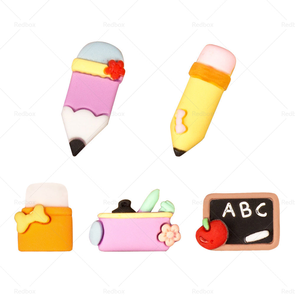 50X 10 Style 3D Resin Cabochon School Theme Colorful DIY Craft Pencil Ruler Book-4