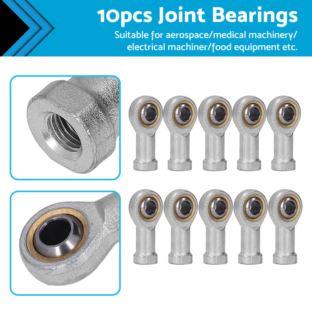 10PCS Zinc 6mm Female Spherical Plain Rose Joint Bearing Left Hand Threaded-0