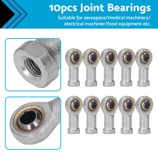 10PCS Zinc 6mm Female Spherical Plain Rose Joint Bearing Left Hand Threaded-0