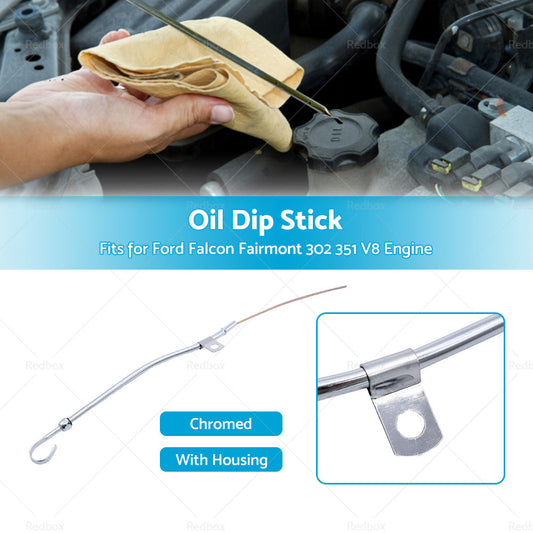 Chrome Engine Oil Dip Stick  Housing Fits for Ford Falcon Fairmont 302 351 V8-1