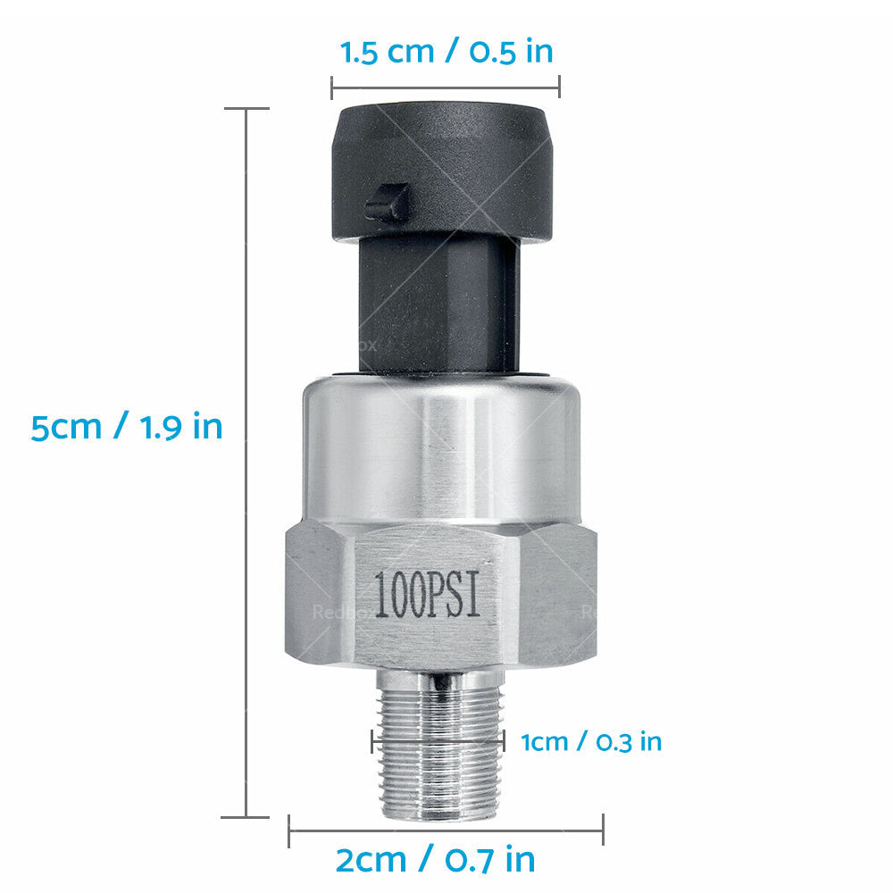 100PSI 5V 1 or 8NPT Stainless Steel Oil Fuel Air Pressure Transducer Sender Sensor-4