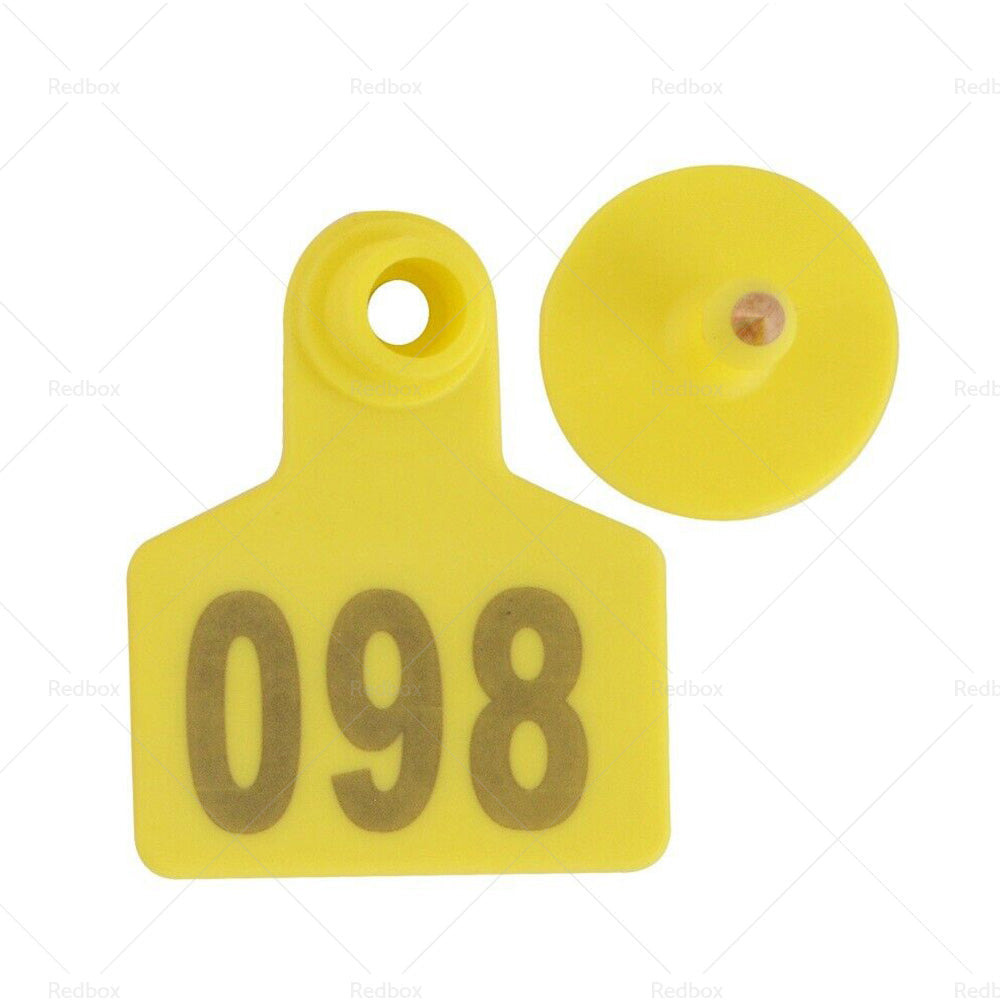 100x Small 5x4cm Livestock Ear Tags Plastic Numbered for Sheep, Cows, Pigs, Cattle-6