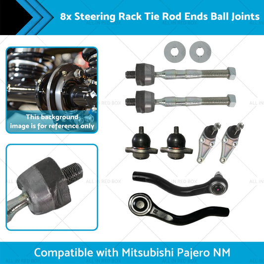 8x Steering Rack Tie Rod Ends Ball Joints Suitable for  Mitsubishi Pajero NM-1