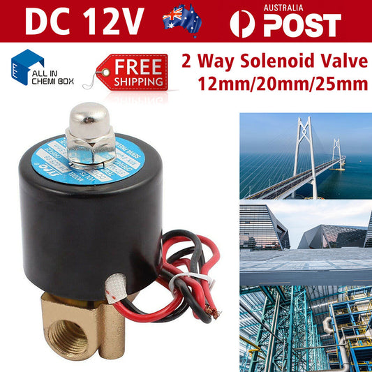 2 Way Electric Solenoid Valve Water Air Brass N/C Gas Oil Normally Closed DC 12V-0