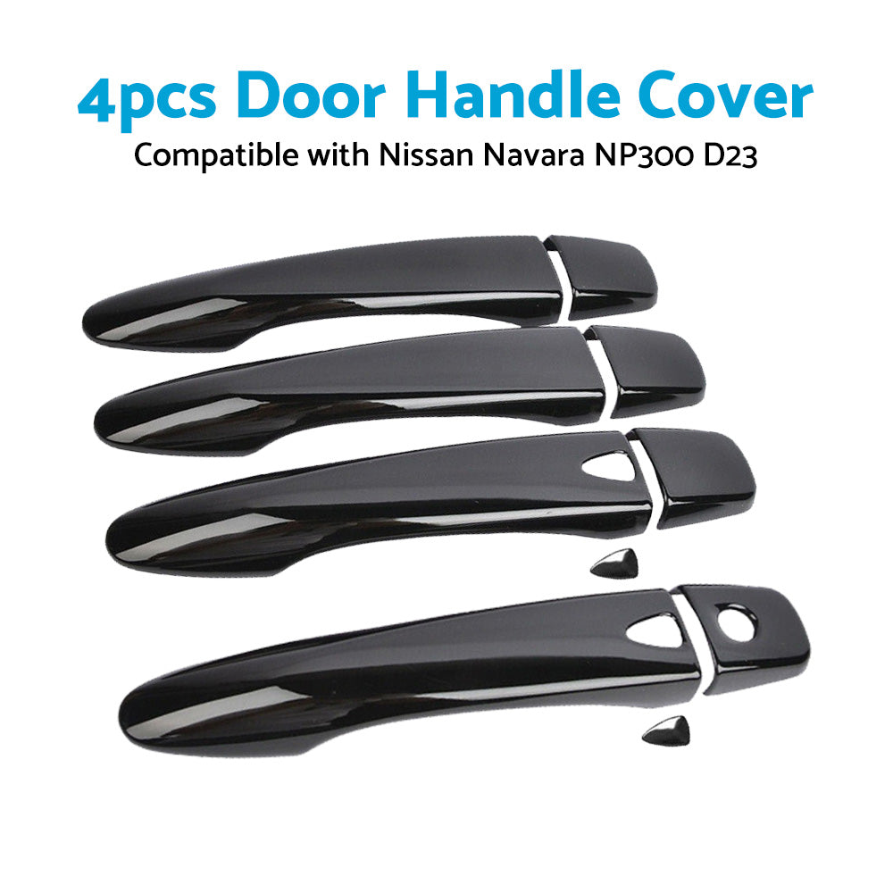 4x Black Door Handle Covers Suitable For Nissan Navara NP300 D23 2015-Onwards-3