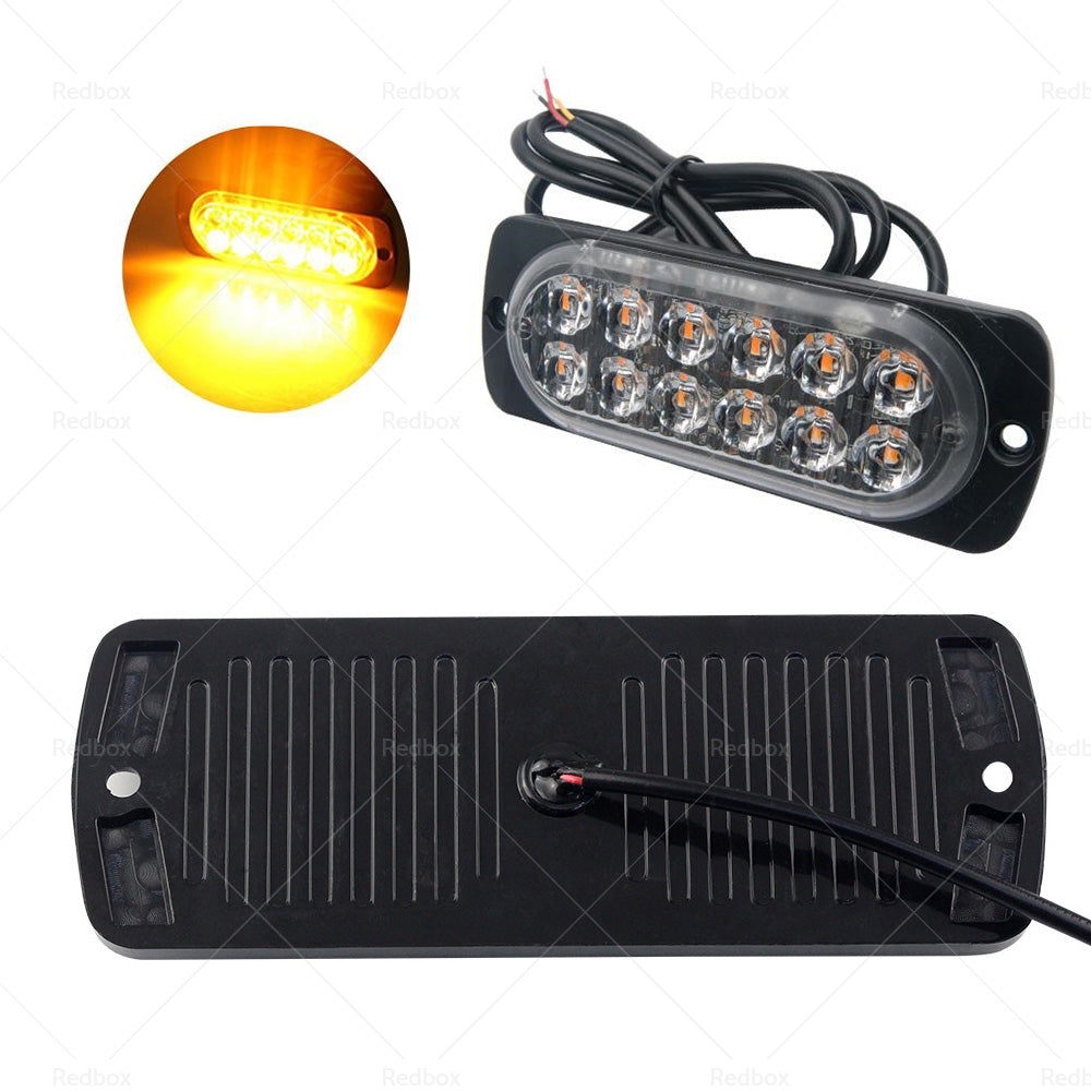 12 LED Strobe Lights Emergency Warning Beacon White Amber 12 24V-2