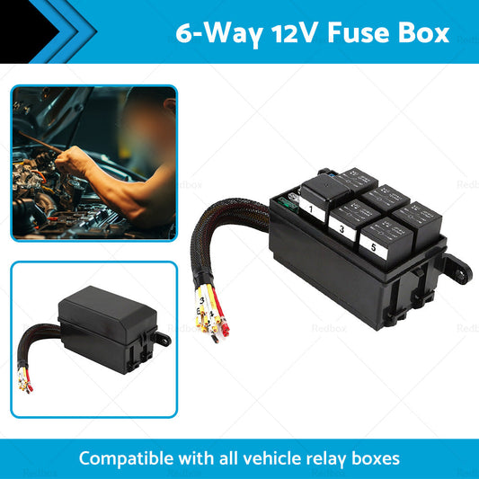 6-Way 12V Auto Waterproof Fuse Relay Holder Box Block 40A Relays with ATC Fuse-1
