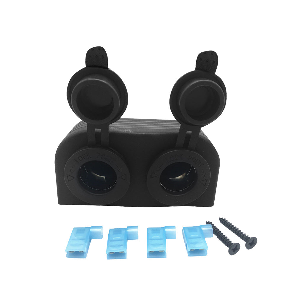12V-24V Dual Port Surface Mount Cigarette Lighter Suitable for Car Boat Caravan RV-0