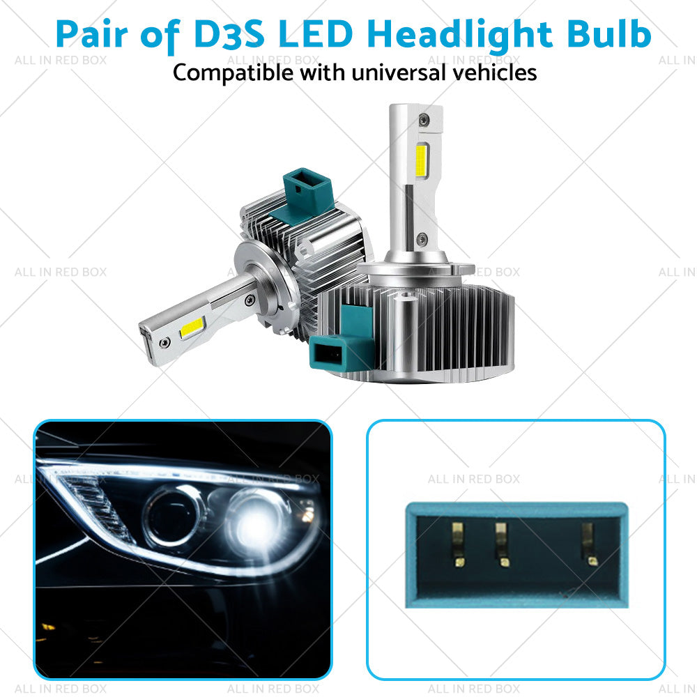 Pair of D3S LED Headlight Bulbs Conversion Kit Replace HID Xenon Lamps 90W 2pcs-4