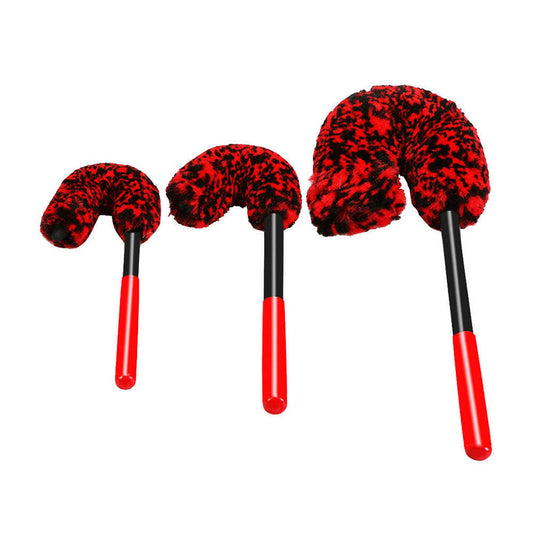 Set of 3 Wheel Woolies Luxury Super Plush Soft Alloy Wheel Cleaning Brush Kit-1