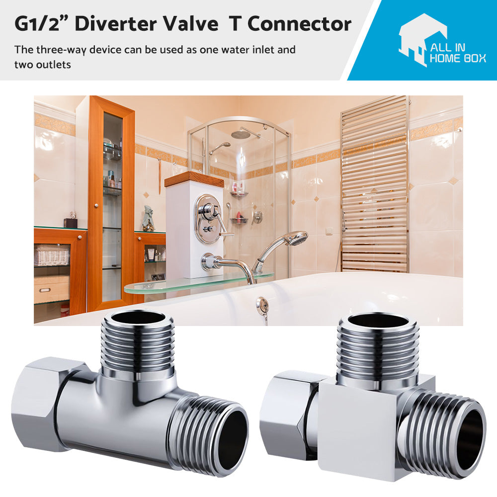 T Connector Toilet Bidet G1/2  3 Way Brass Chrome Diverter T Adapter AU-1