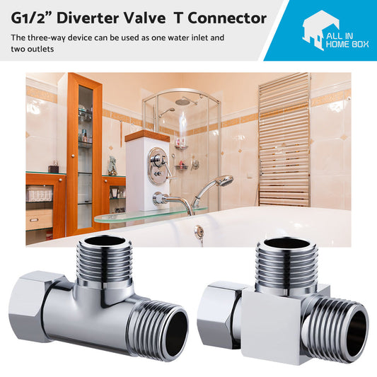 T Connector Toilet Bidet G1/2  3 Way Brass Chrome Diverter T Adapter AU-1