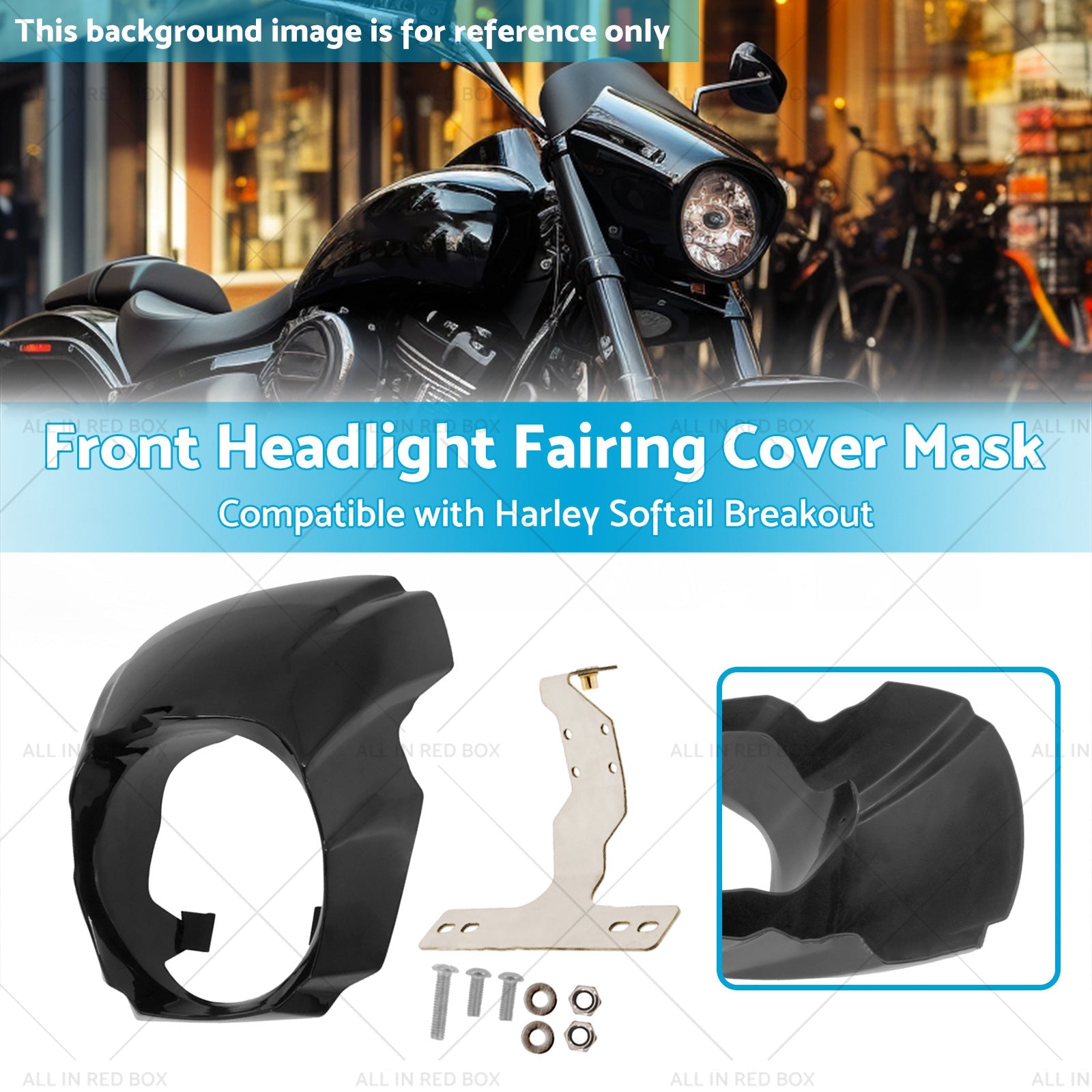 1x Front Headlight Fairing Cover Mask Suitable for Harley Softail Breakout 18-23-2