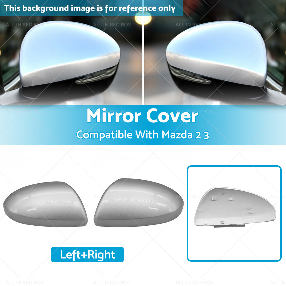 RightLeft Side Mirror Cover Cap Housing Silver Suitable For MAZDA 2 3 BL 09-13-0