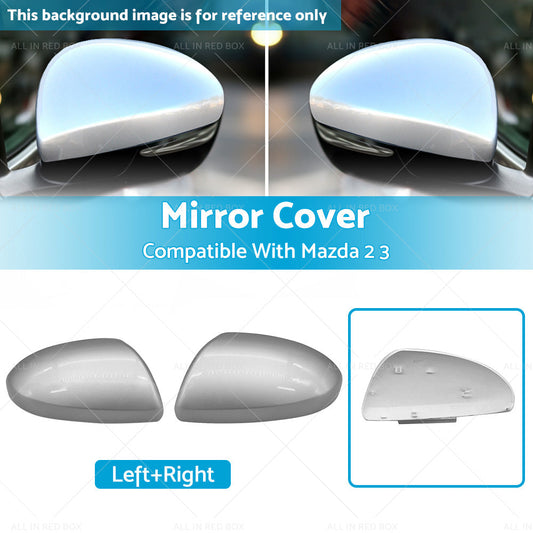 RightLeft Side Mirror Cover Cap Housing Silver Suitable For MAZDA 2 3 BL 09-13-0