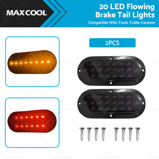 2X 20 LED Rear Stop Brake Flowing Turn Signal Tail Lights Truck Trailer Caravan-0