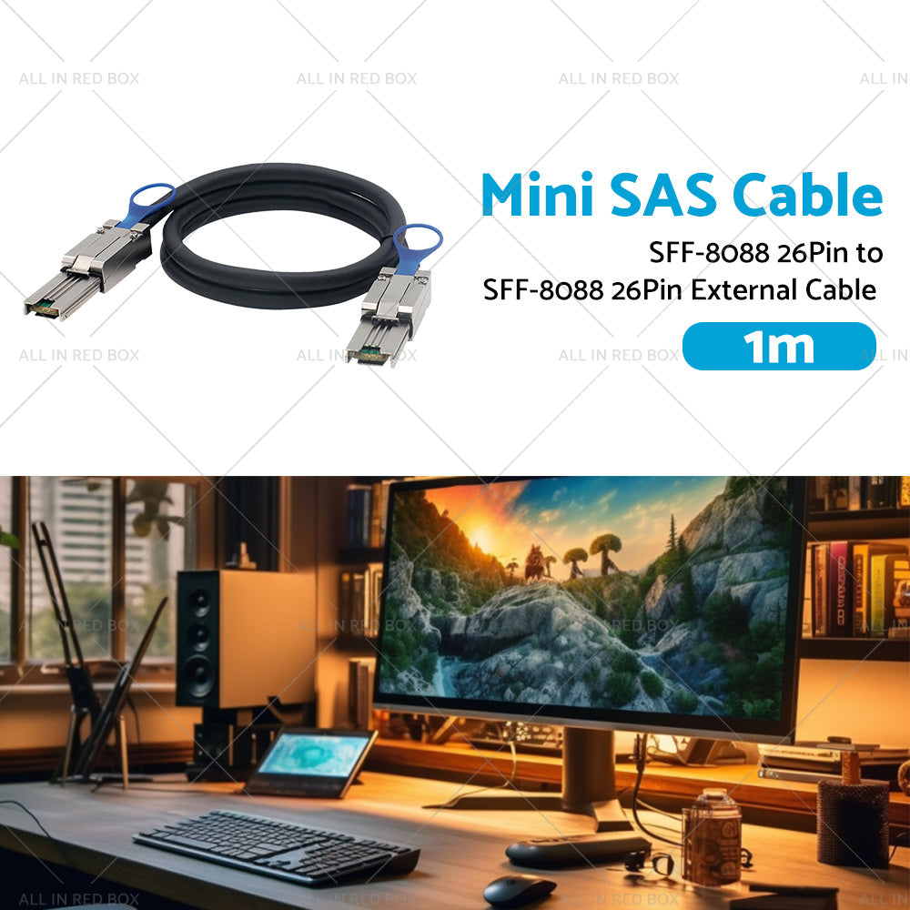 Mini SAS SFF-8088 26Pin to SFF-8088 26Pin External Cable Disk Array Line 1M-2