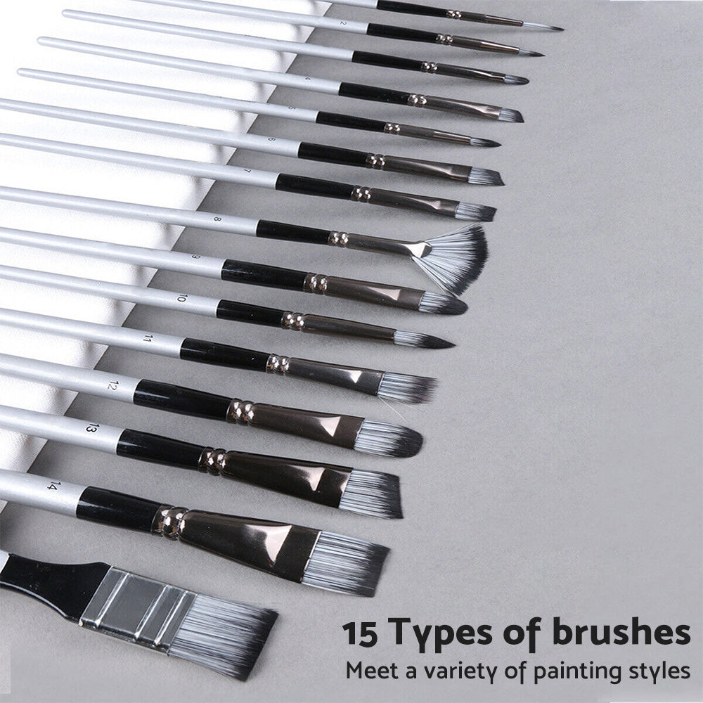 Artist Paint Brush Set 19x Suitable For Watercolour, Acrylic, and Oil Painting with Sponge Brushes-3